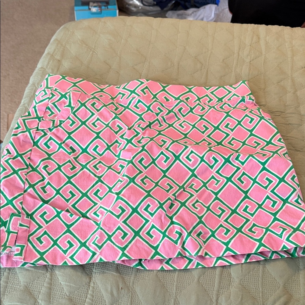 Crown & Ivy Pink and Green A-Line Skirt